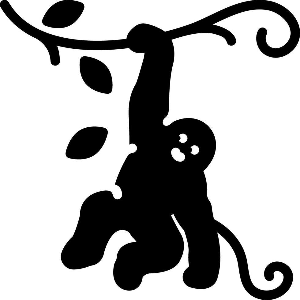 solid icon for monkey on tree vector