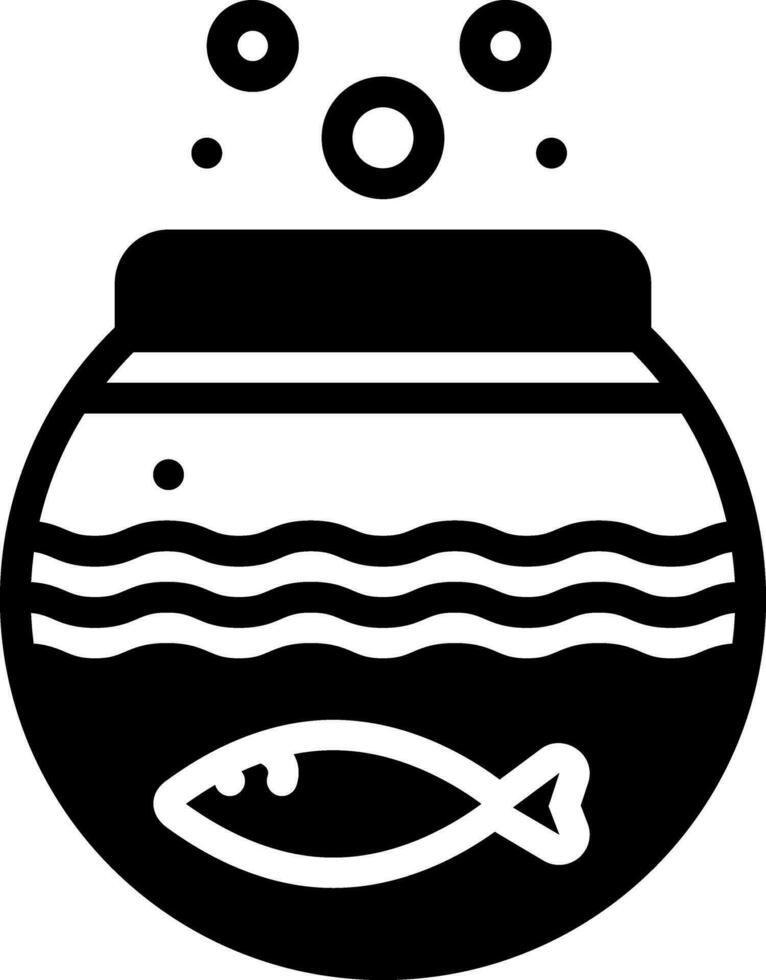 solid icon for fish inside the bowl vector