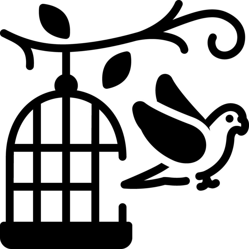 solid icon for parrot outside of cage vector