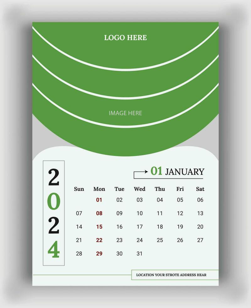 2025 Wall Calendar template, vector calendar January design, creative