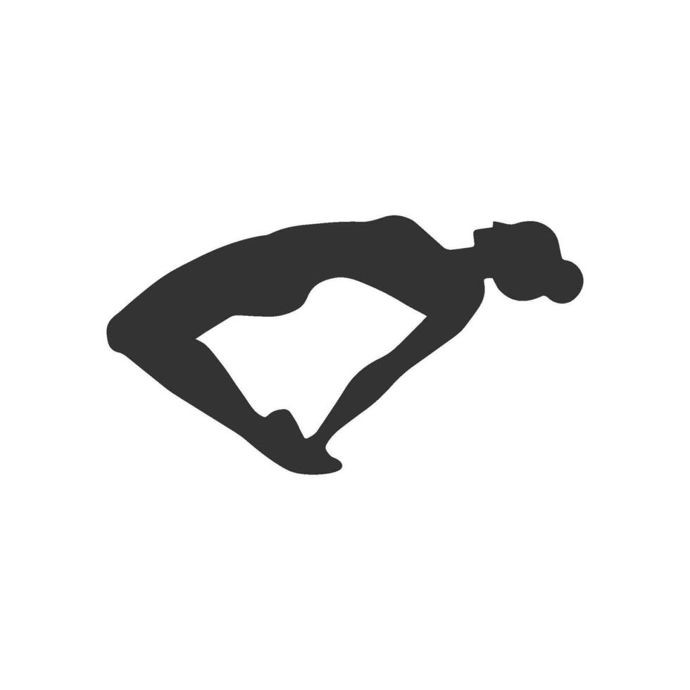 Delgado juguetón joven mujer haciendo yoga aptitud ejercicios. sano estilo de vida. vector silueta ilustraciones diseño aislado en blanco antecedentes para camiseta gráficos, iconos, web, carteles, impresión.