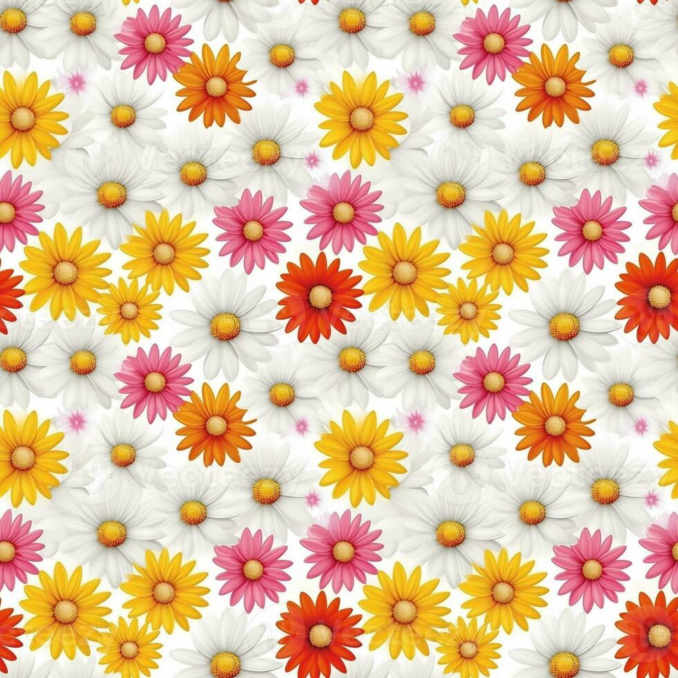 Seamless Pattern A pattern of colorful leaves and flowers for summer, suitable for use as a fabric pattern. photo