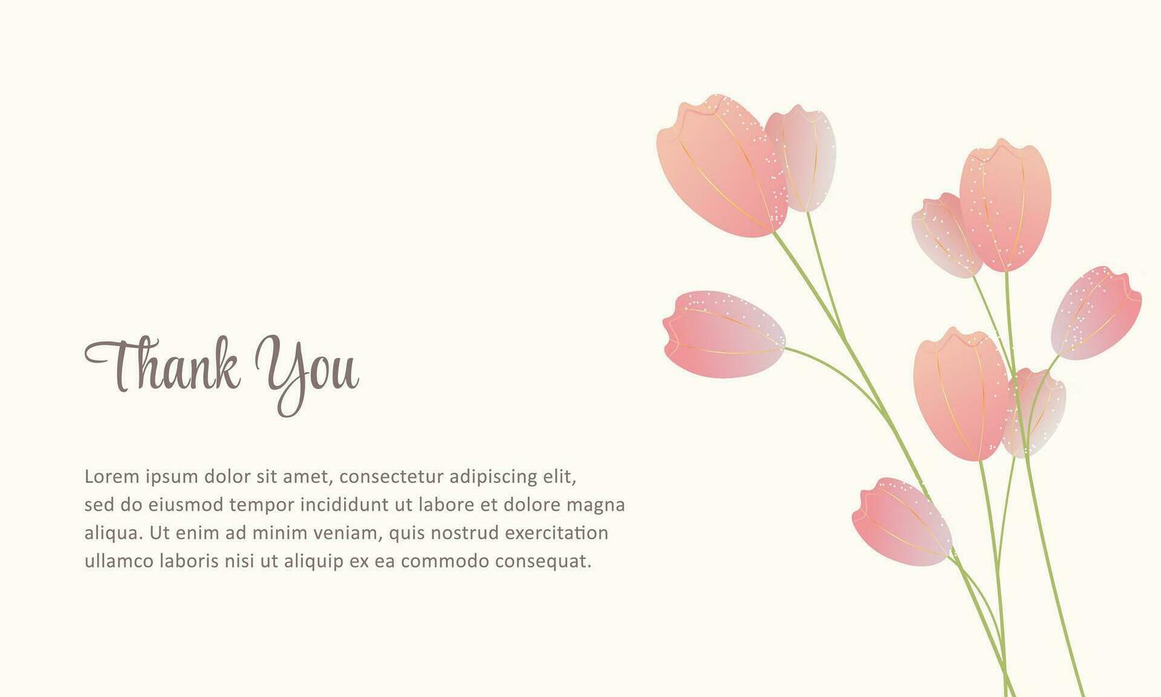 thank you card with tulips design vector