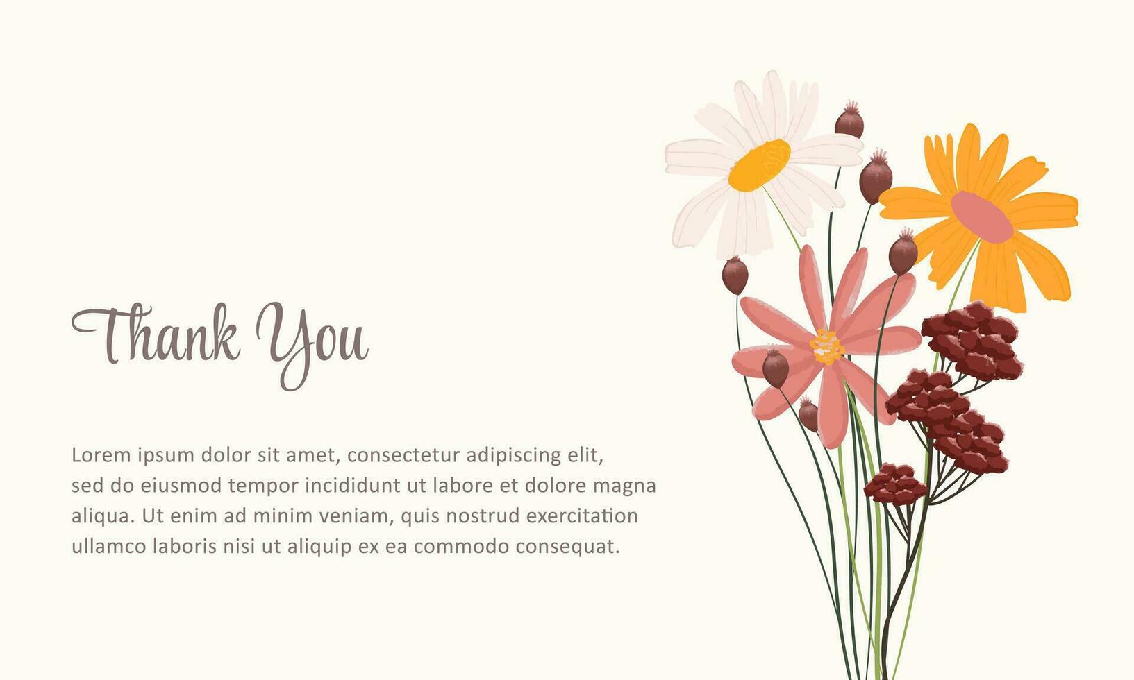thank you card with flower design vector