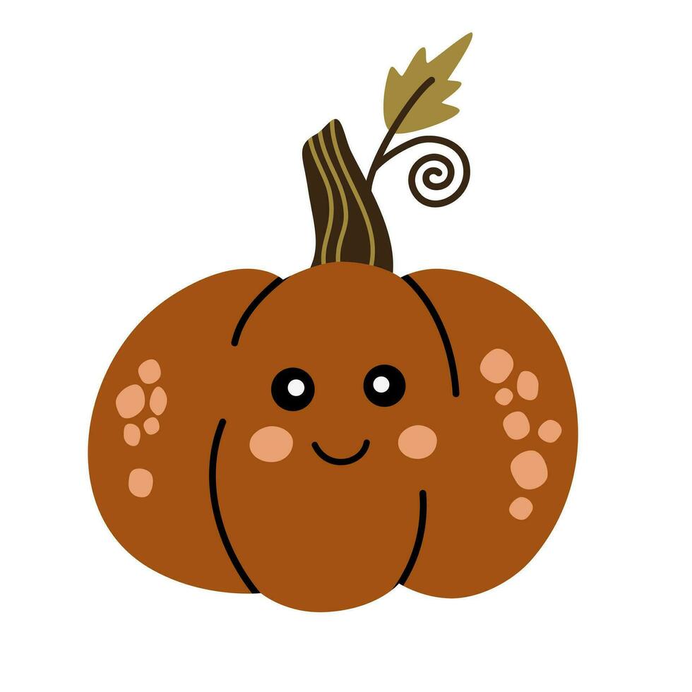 calabaza personaje. linda calabaza con sonriente rostro. contento Víspera de Todos los Santos. mano dibujar vector para niños ilustración en boho dibujos animados estilo. para impresión, carteles, para niños habitación