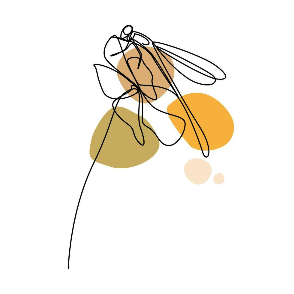 Dragonfly line art vector for wall decoration printing template