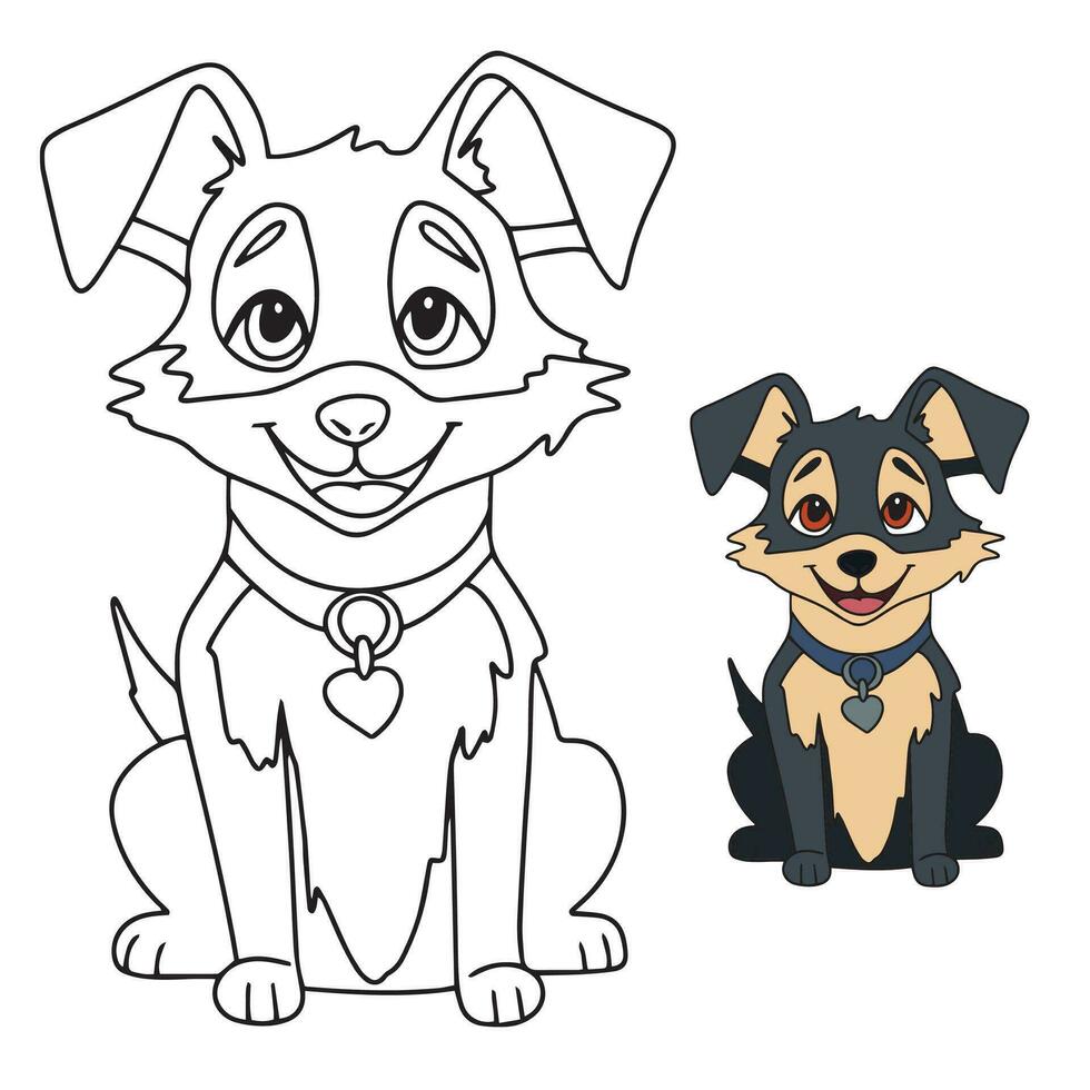 Cute dog for coloring page. Coloring book for children. Vector illustration.