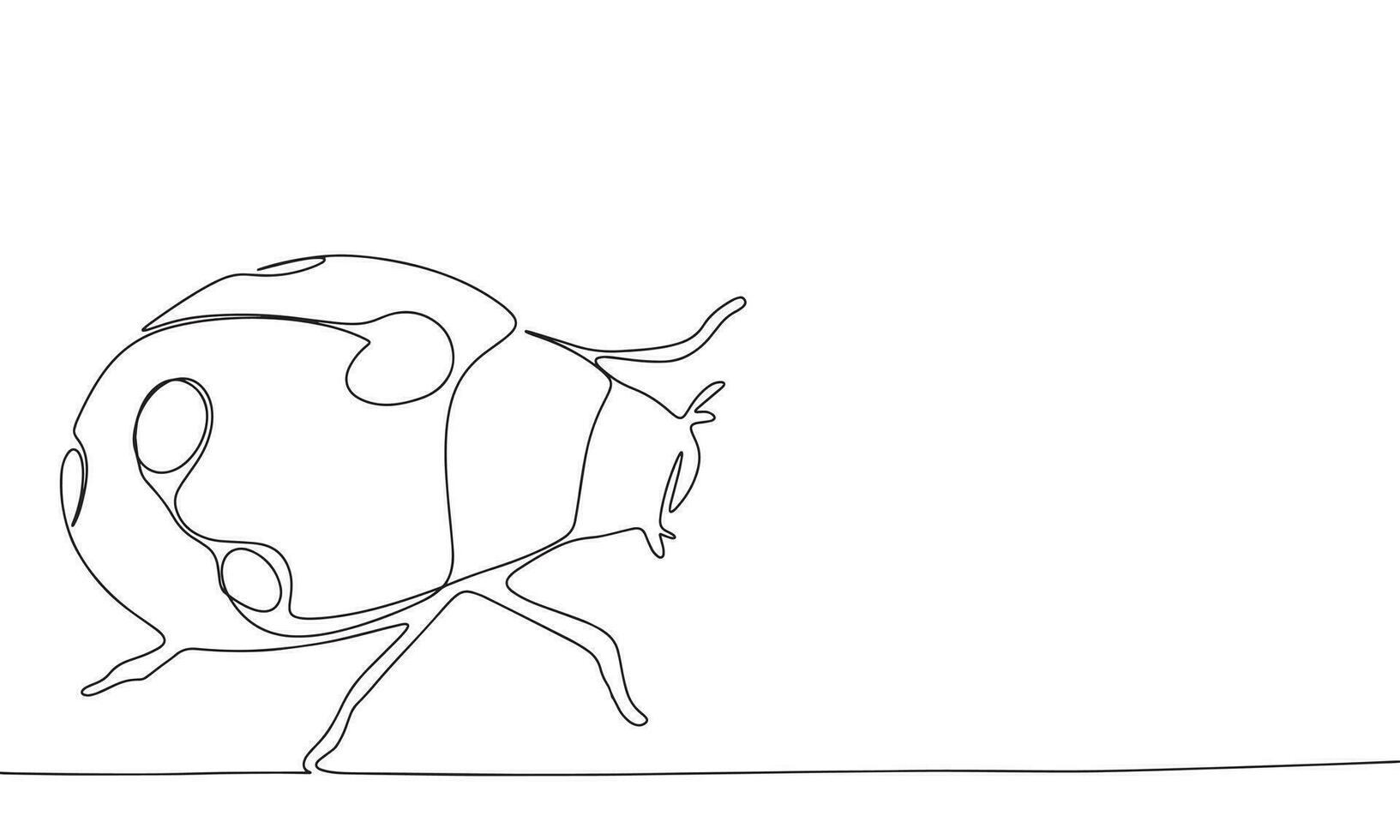 Ladybug one line continuous. Line art concept insect banner. Outline vector illustration.