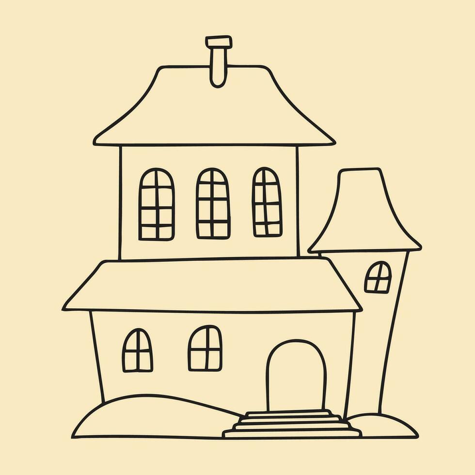 Doodle House isolated on background. Vector illustration.