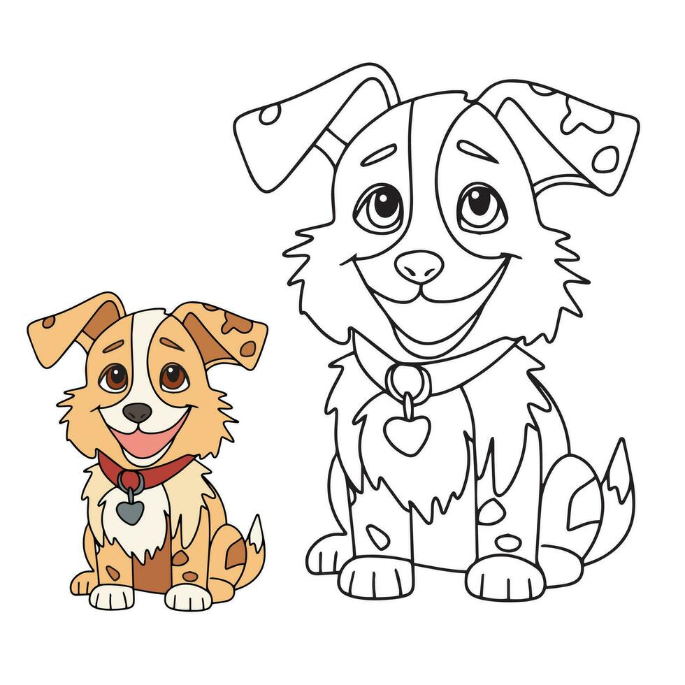 linda pequeño perro para colorante libro. niños colorante página con cachorro. vector ilustración.