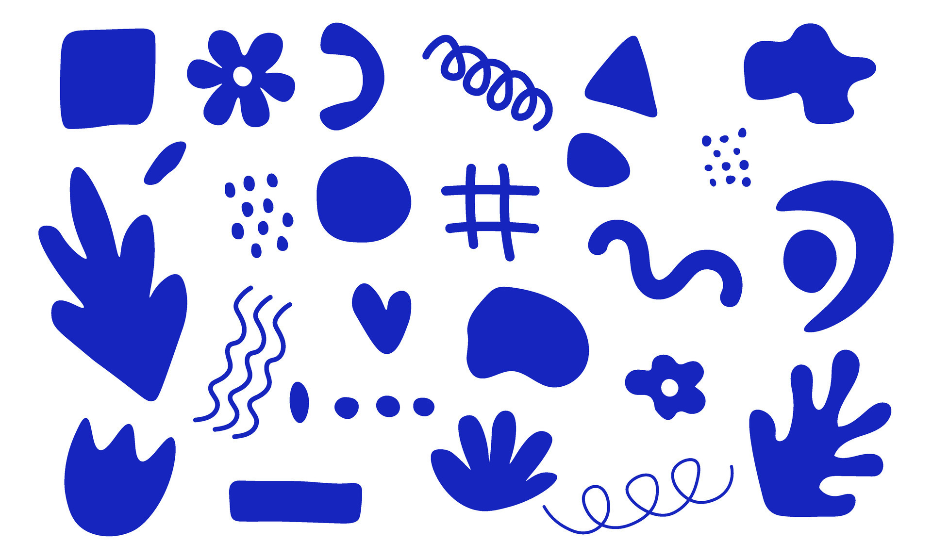 Blue Abstract Art Set. Set of abstract trendy creative artistic