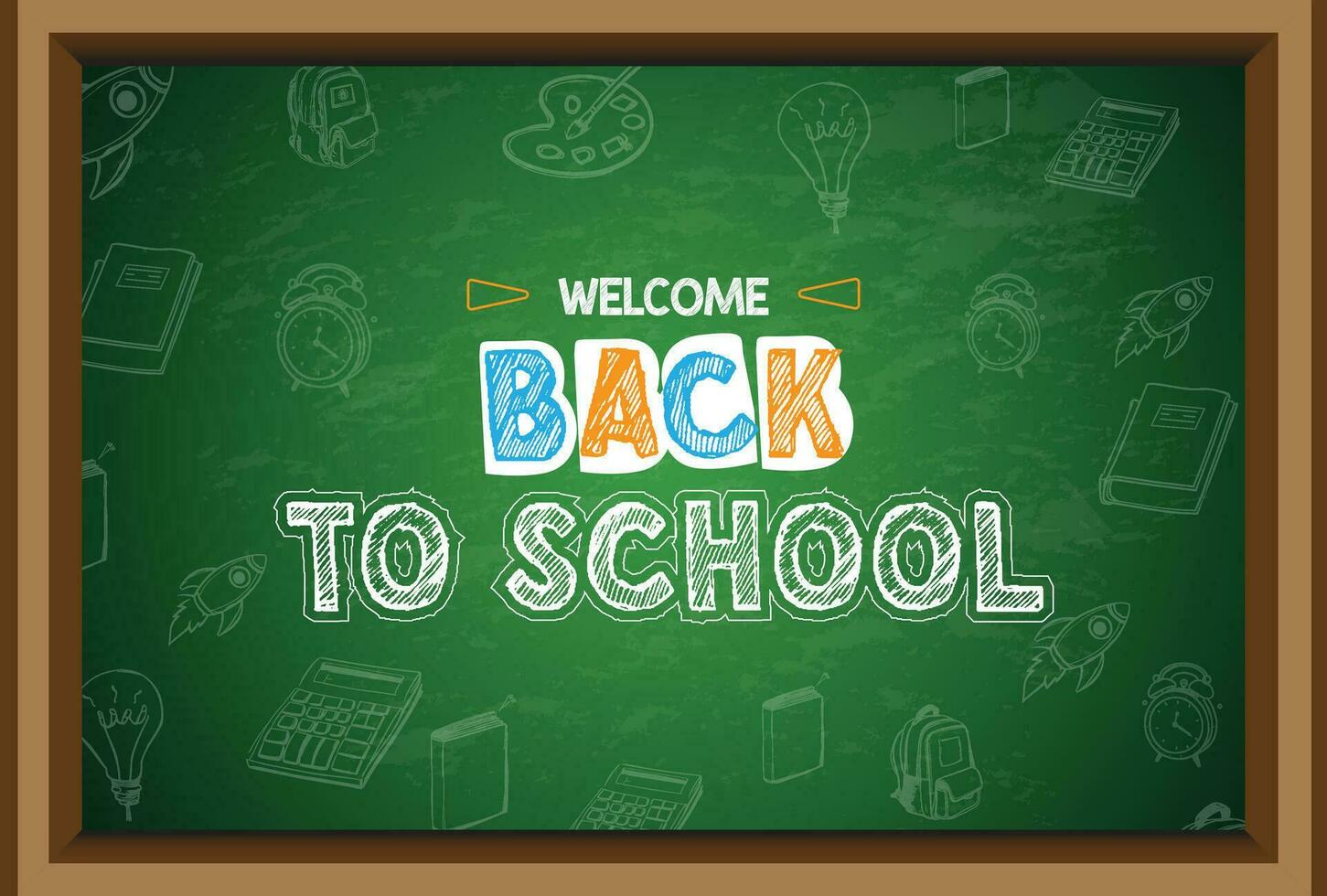 Welcome back to school background with chalk board, Concept of education banner with back to School pattern vector