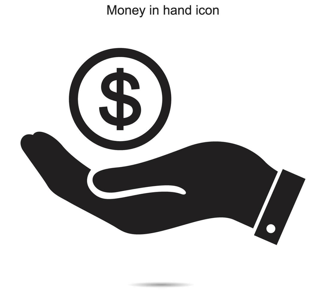 dinero en mano icono, vector ilustración.