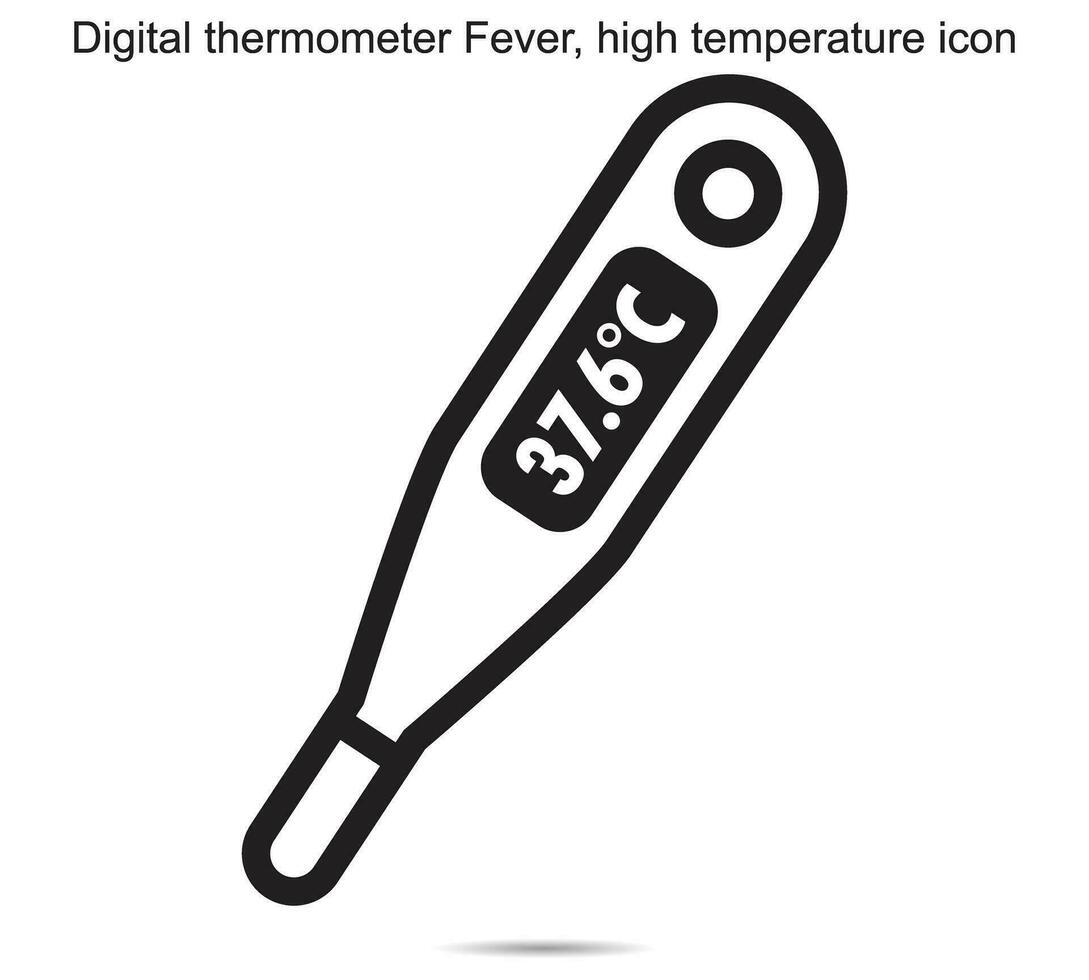 Digital thermometer Fever, high temperature icon vector