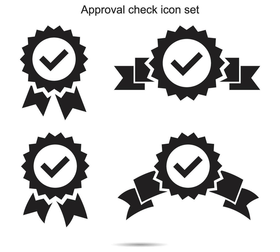 Approval check icon set, vector illustration.