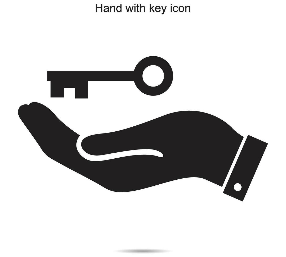 Hand with key icon, vector illustration.