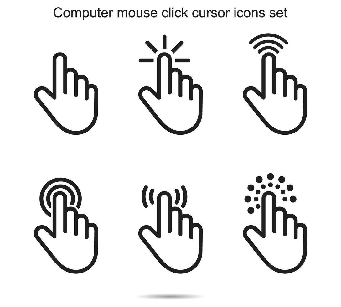 Computer mouse click cursor icons set, vector illustration.