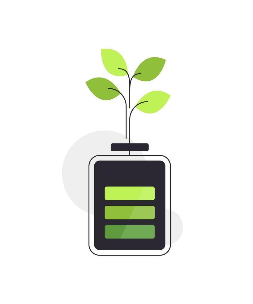 verde energía, batería con planta creciente en eso, medio ambiente simpático tecnologías vector