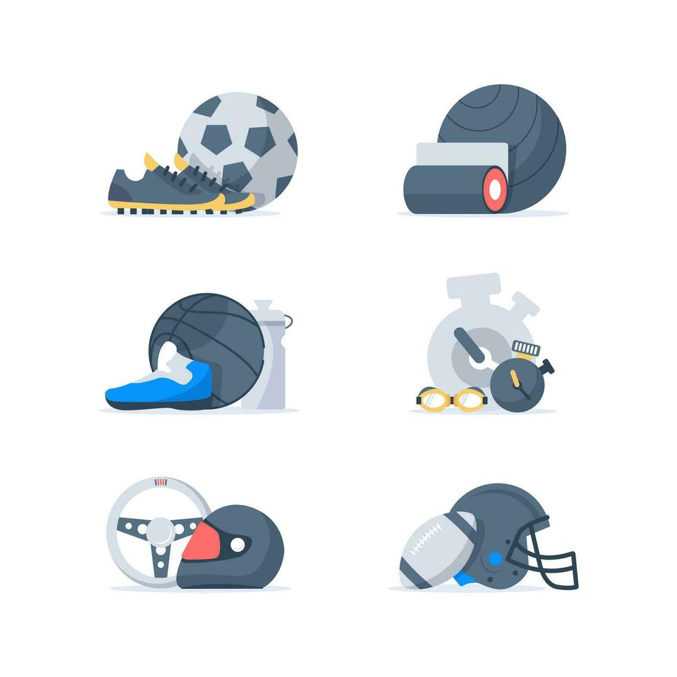 Various Sport equipment,Fitness inventory,Healthy lifestyle concept vector