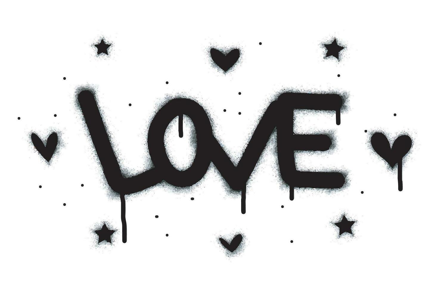 la palabra amor graffiti se rocía en negro sobre blanco vector