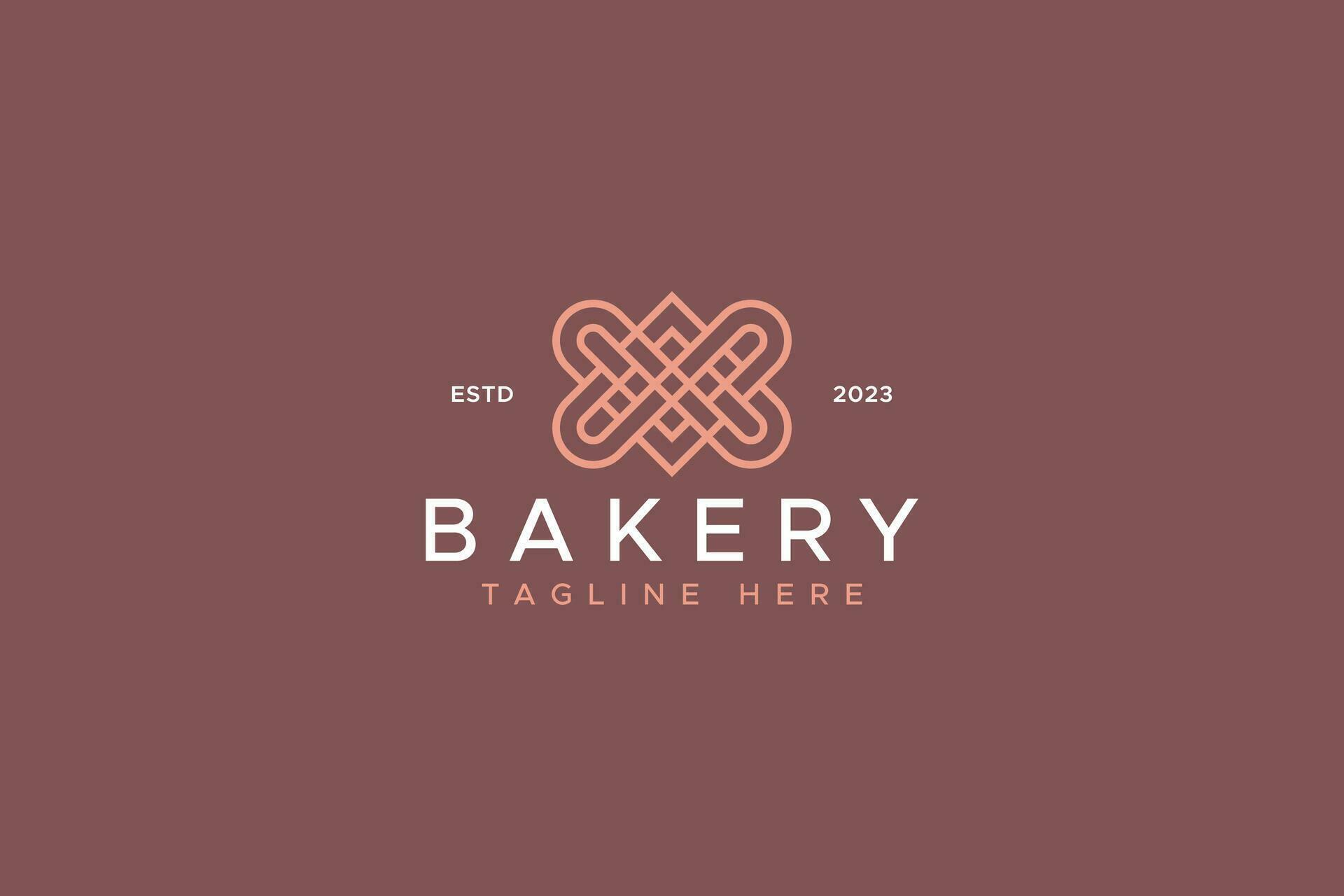 Abstract Monogram Geometric Linear Luxury Logo for Bakery Food and