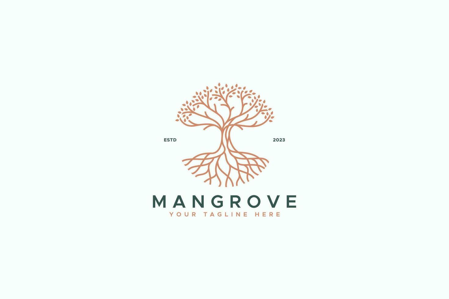 Mangrove Tree Vegetation Premium and Luxury Brand Identity Logo vector