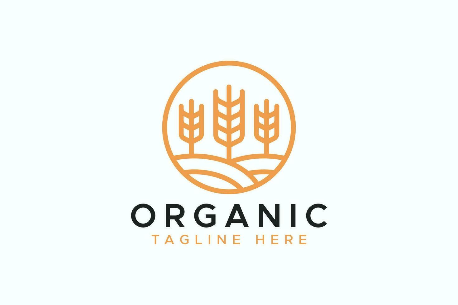 Organic Label for Flour, Bakery, Bread Business Product with Abstract Symbol Logo Wheat Field, Grain, Oat, Grass. vector