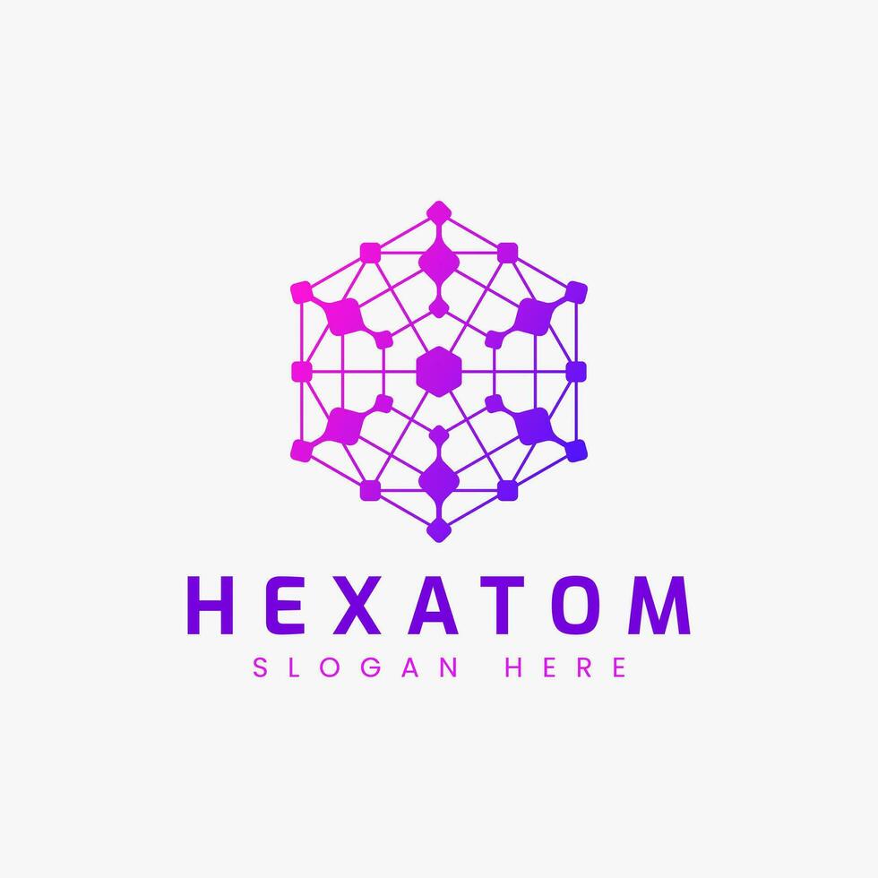 Hexagon and Atom Abstract Logo Concept for Connection and Communication Business Science and Technology. vector