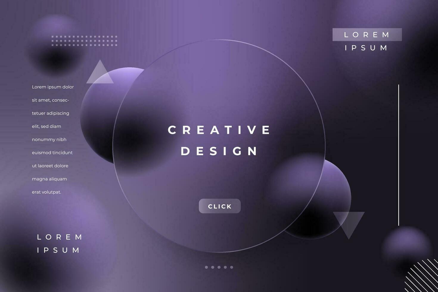 Morph Background Gradient Color Dark Purple Deluge with Circle Shape Glass Effect Frame Title Text. Poster, Banner, Presentation, Wallpaper Mobile and Desktop. vector