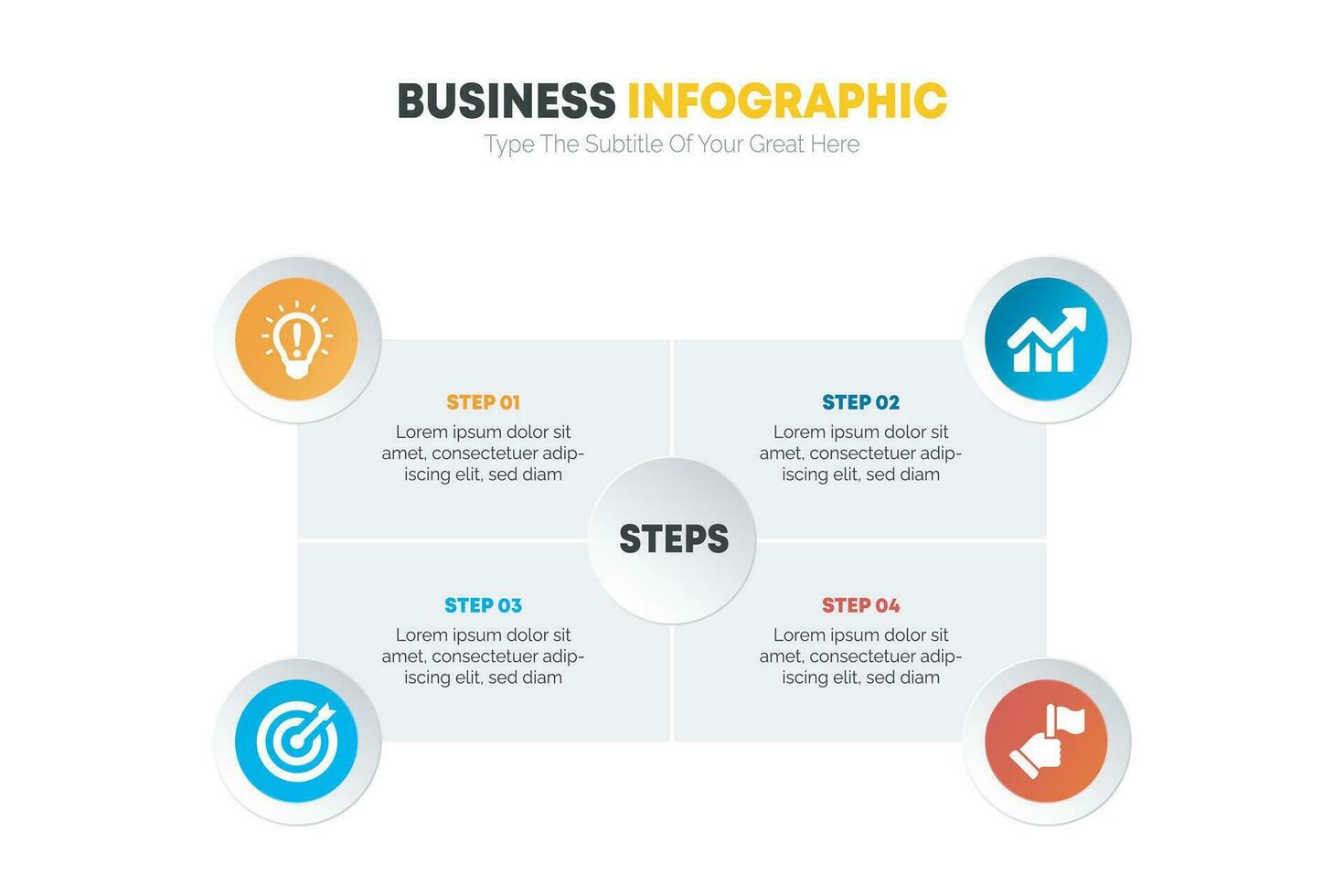 Business infographic template with 4 steps or processes. vector