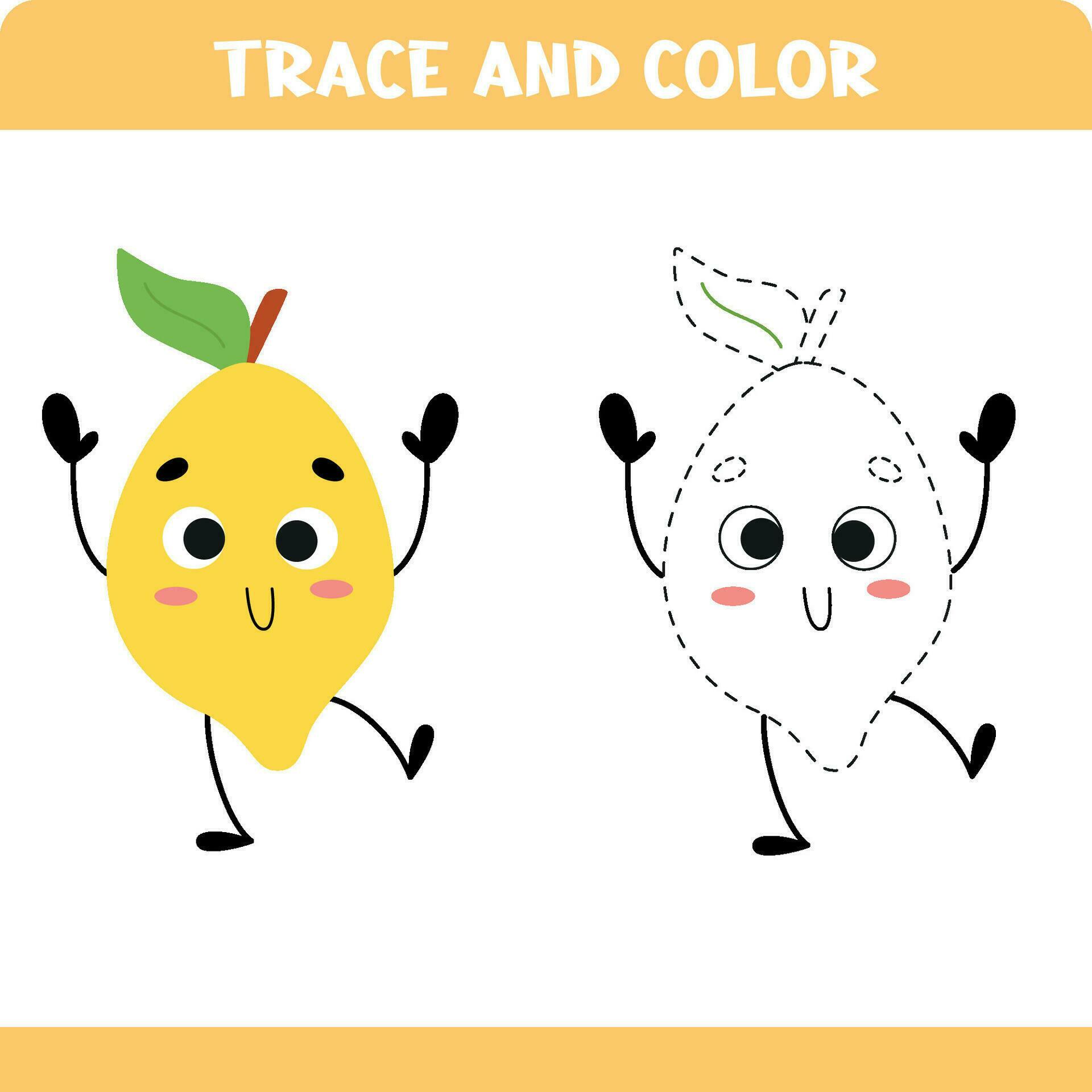 Trace the line game for kids educational activity worksheets lemon