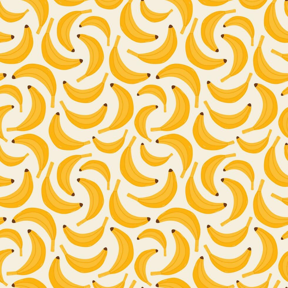 Cute and colorful vector seamless hand drawn pattern with banana. Can be used for wrapping paper, bedclothes, notebook, packages, gift paper. Vector hand drawn clipart illustration.