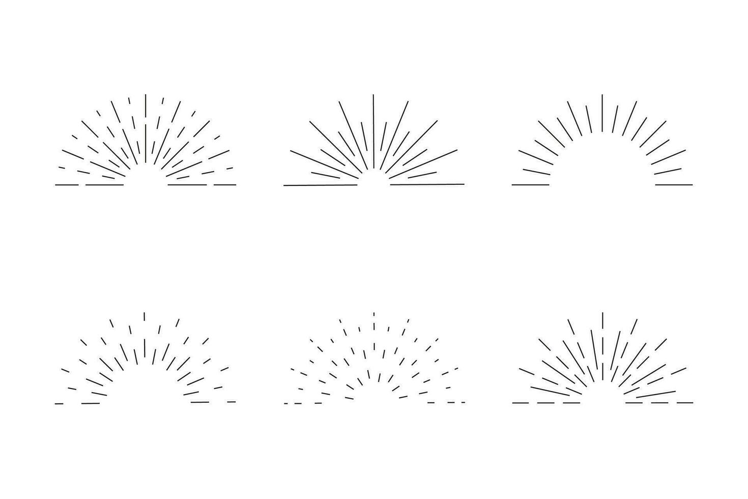 Sunburst icon. Semicircle retro logo with radial rays. Starburst with sunrise. vector