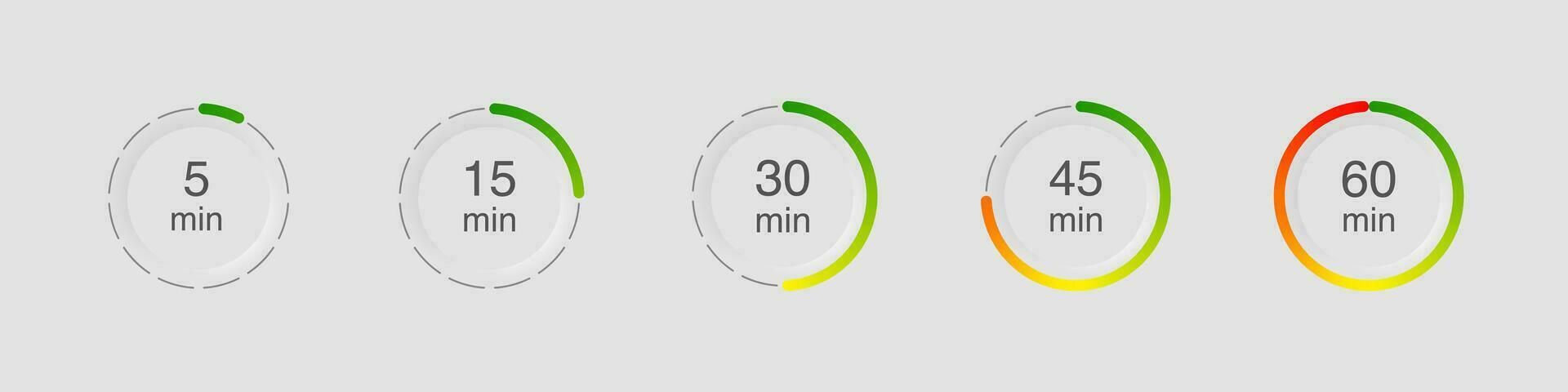 Timer and stopwatch icons in neomorphism. Collection of countdown timer. vector