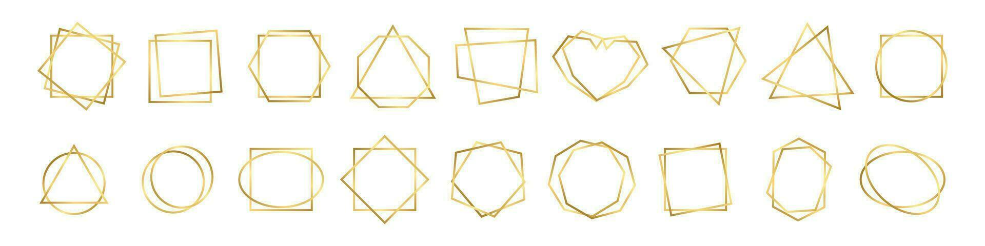 Golden frames set. Golden borders set vector