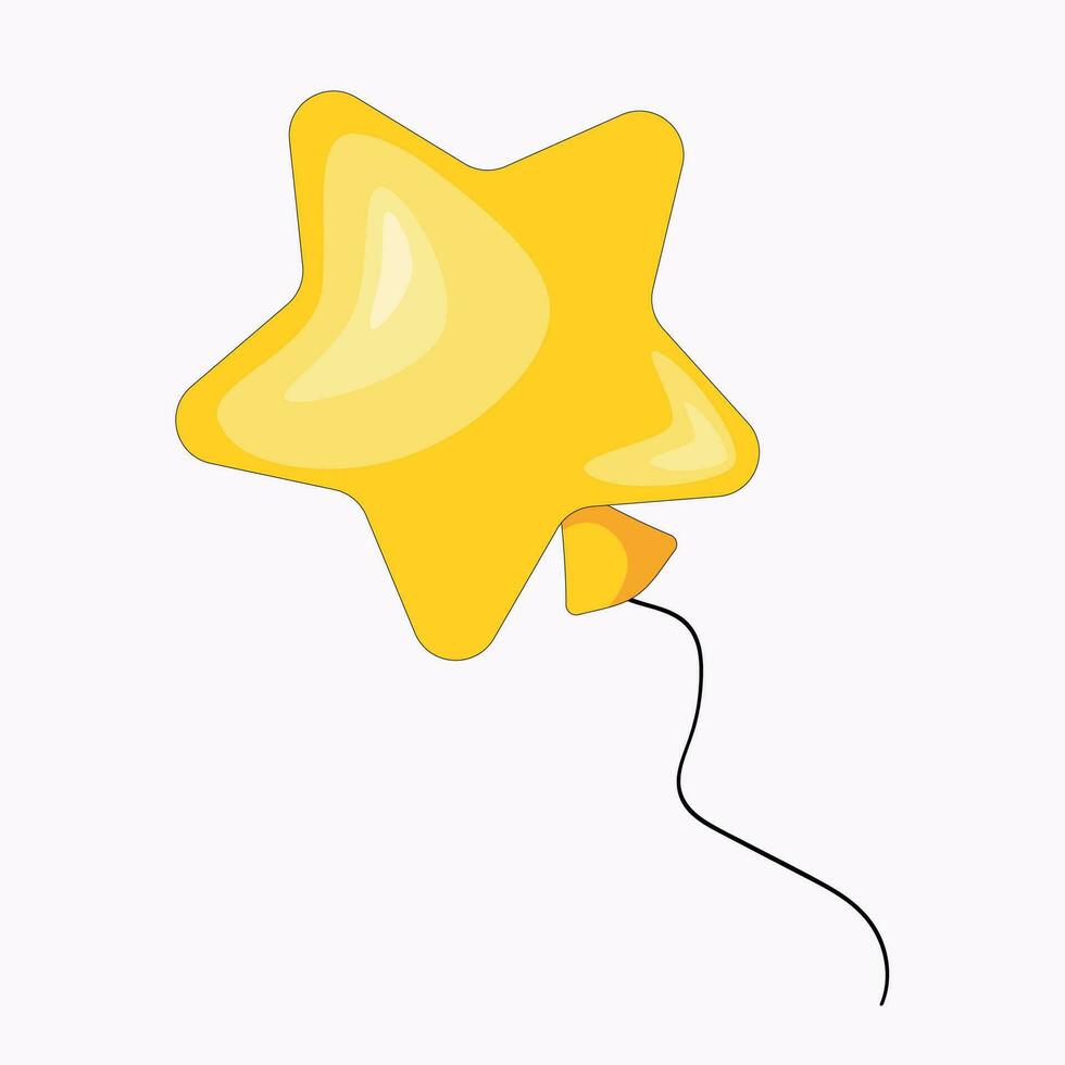 Yellow balloon in the shape of a star on a white background. vector