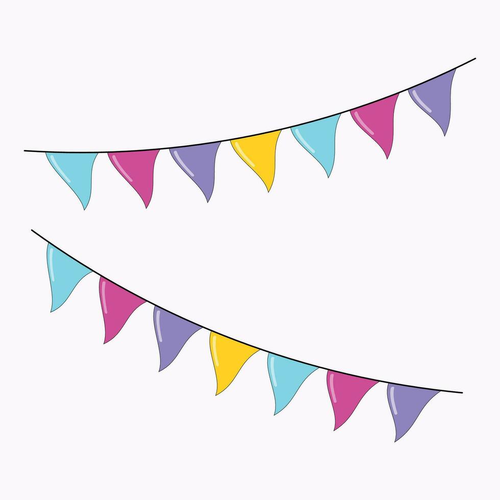 Colorful birthday party flags on a white background. vector