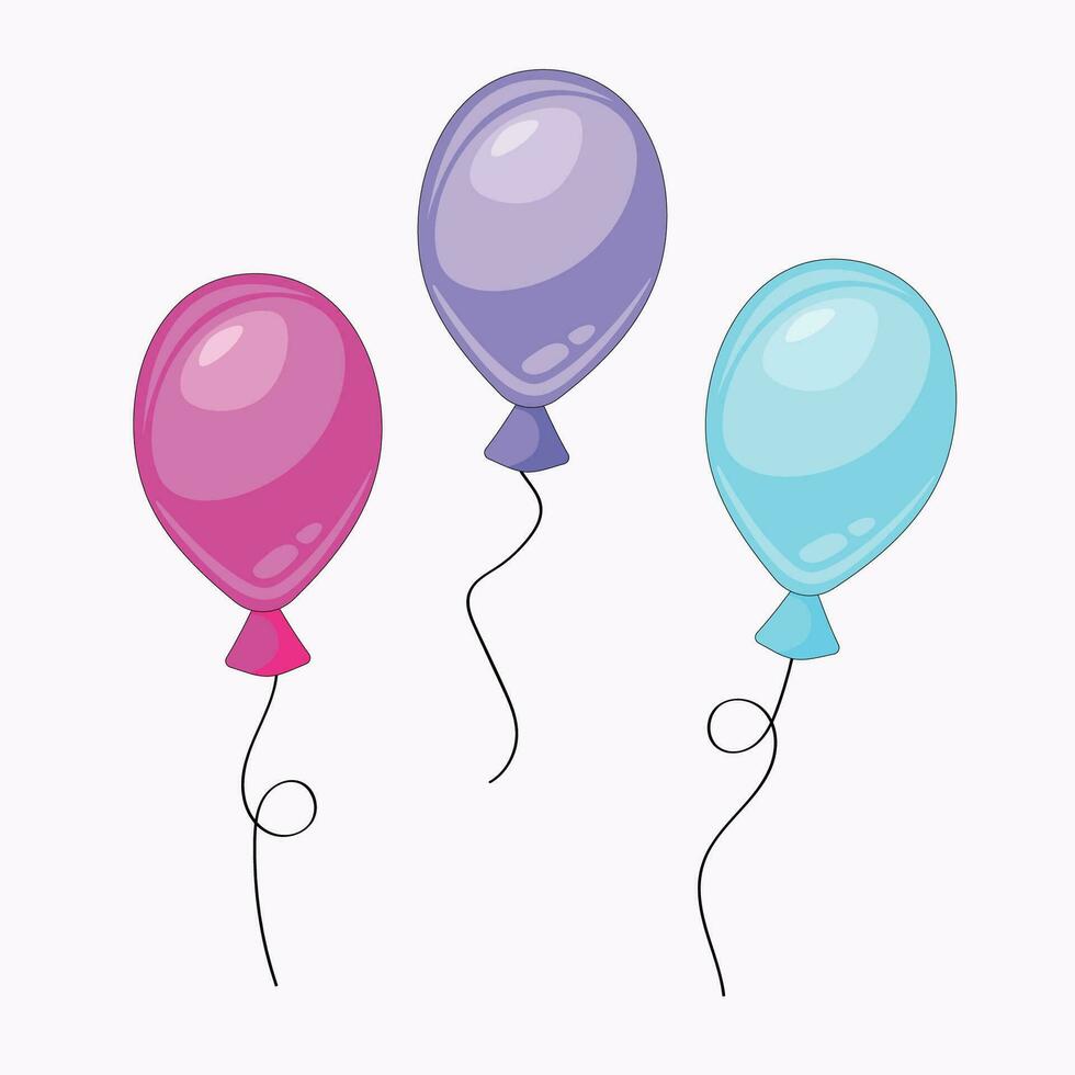 Colorful birthday balloons on a white background. vector