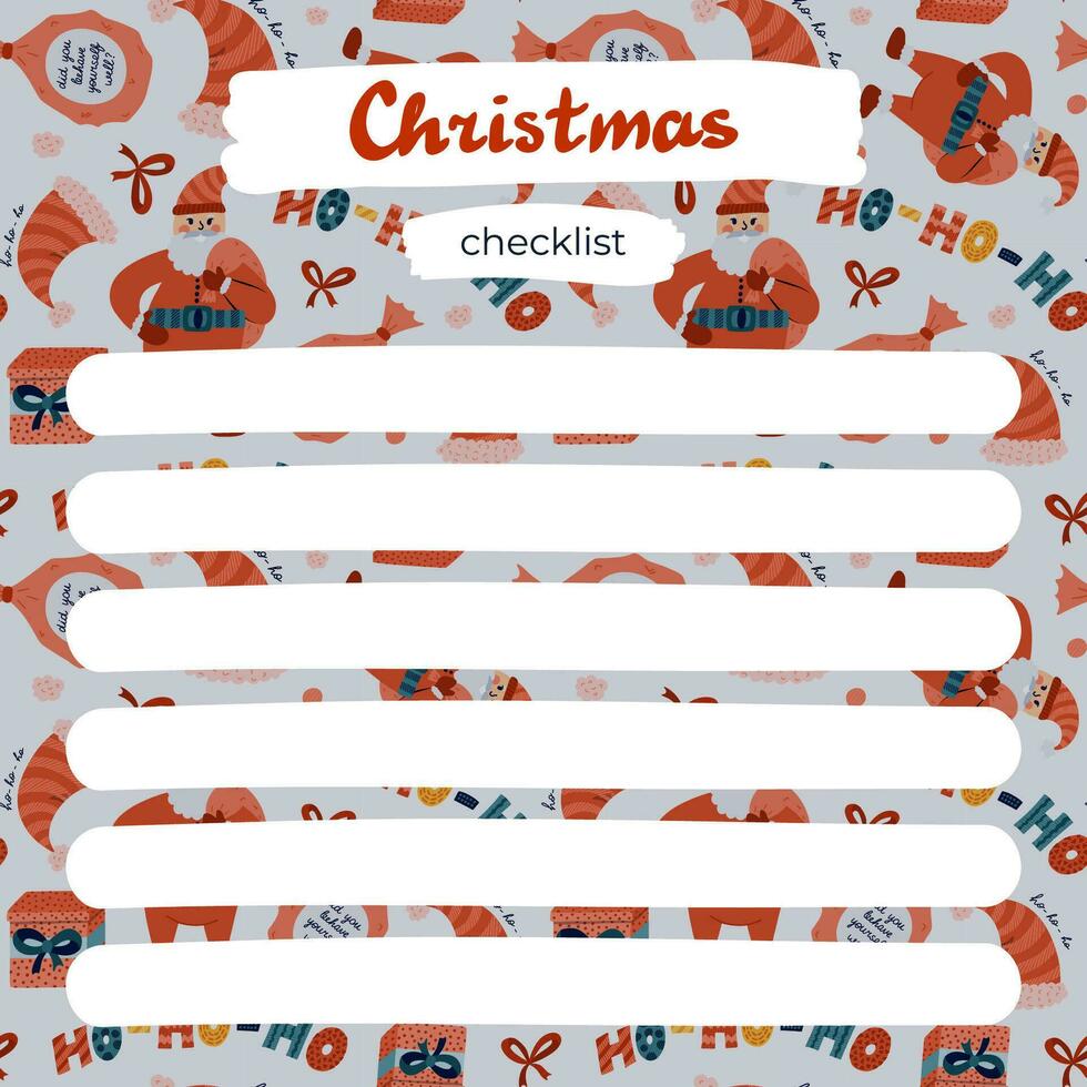 Cute scrapbook templates for planner. Notes, to do, to buy and other with illustrations about Christmas, New year, winter. With printable, editable illustrations. For school and university schedule. vector