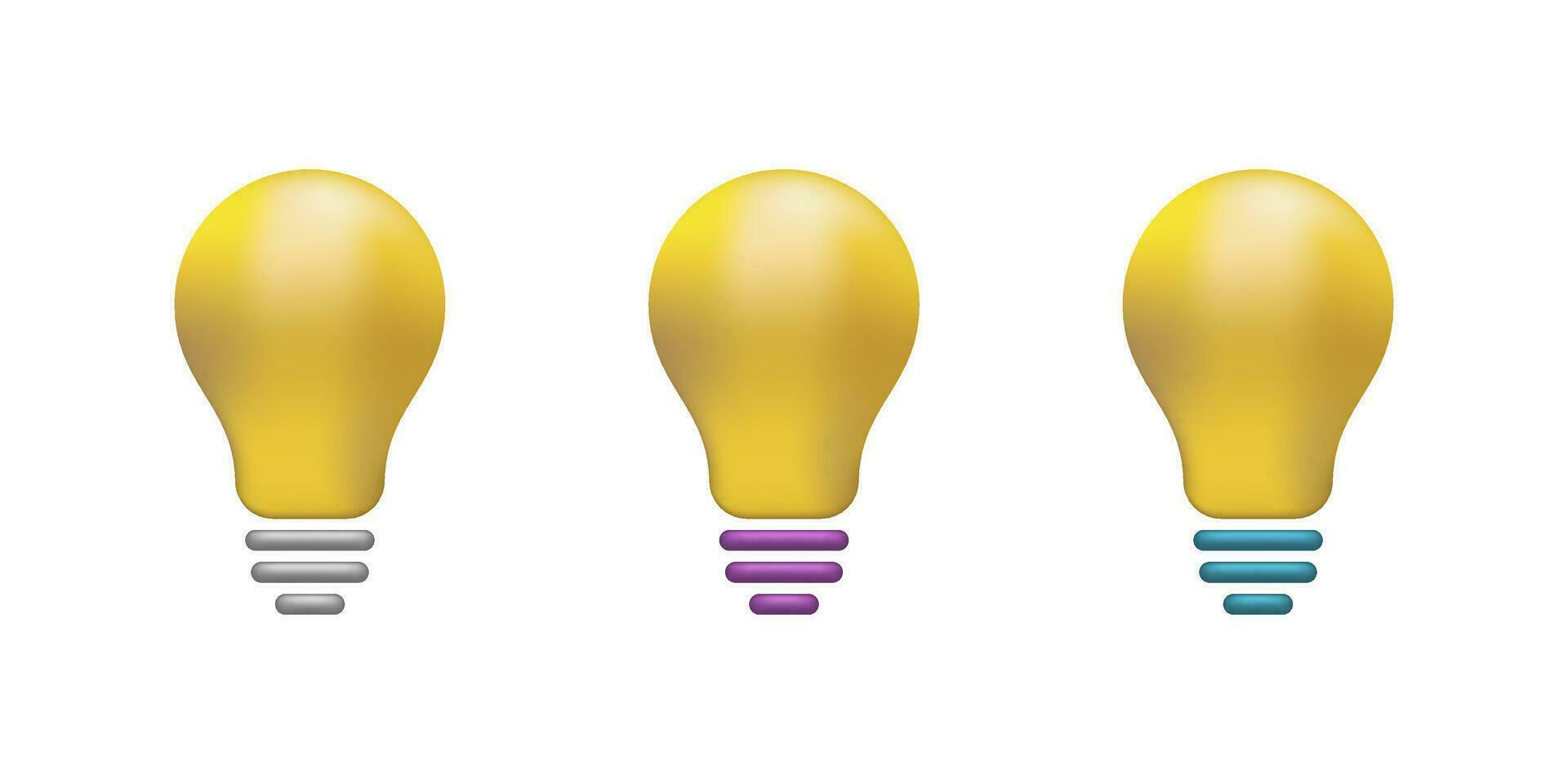 Light bulb icon. 3D lamp icon. Vector illustration.