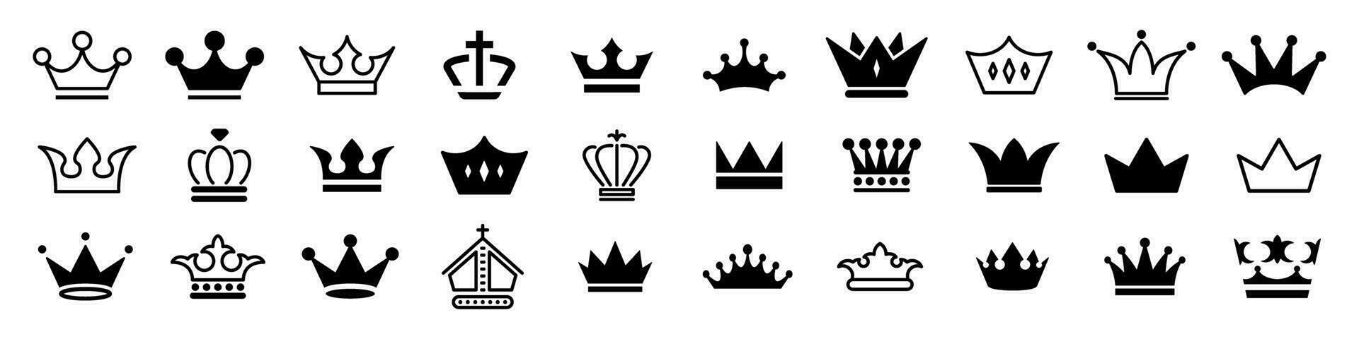 Crown icon set. Crown sign collection vector
