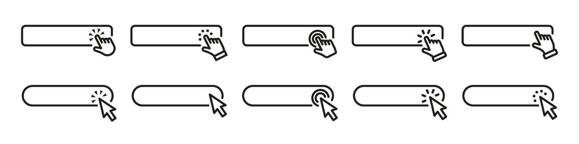 Click here buttons set. Click here web button sign. vector