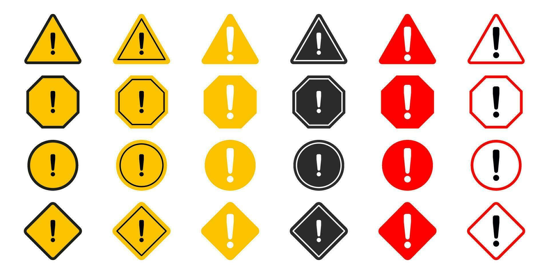 advertencia iconos peligro advertencia atención signo. vector ilustración