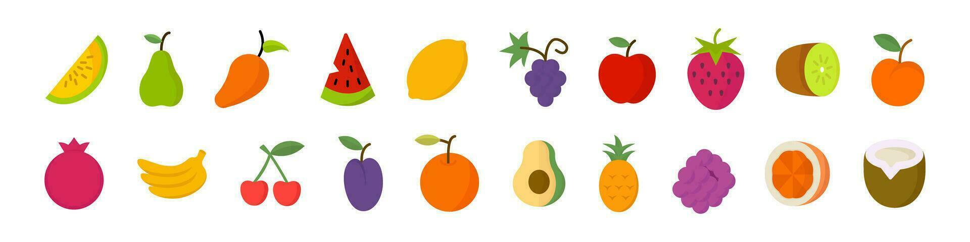 Fruit icon set. Flat style fruit set vector