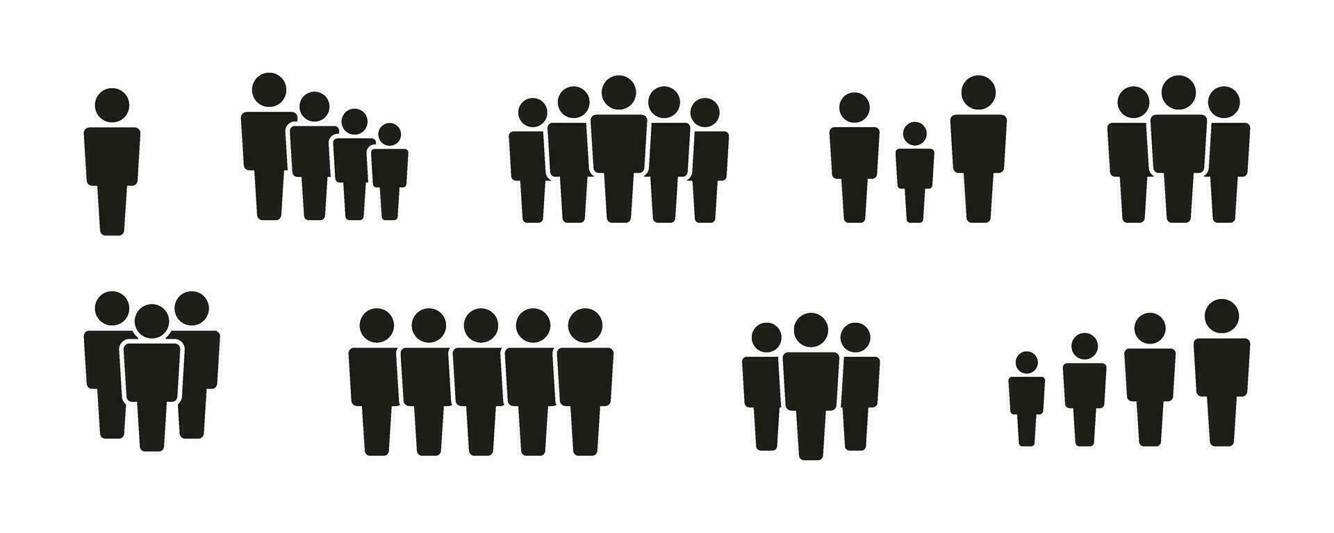 Team icon set. Community icon set. Silhouette symbol. Vector illustration.