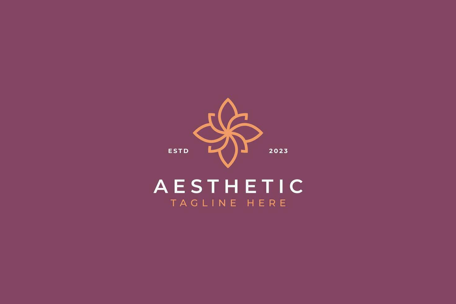 Aesthetic Nature Floral Feminine Beauty Sign Symbol Business Ornate Outline Logo vector