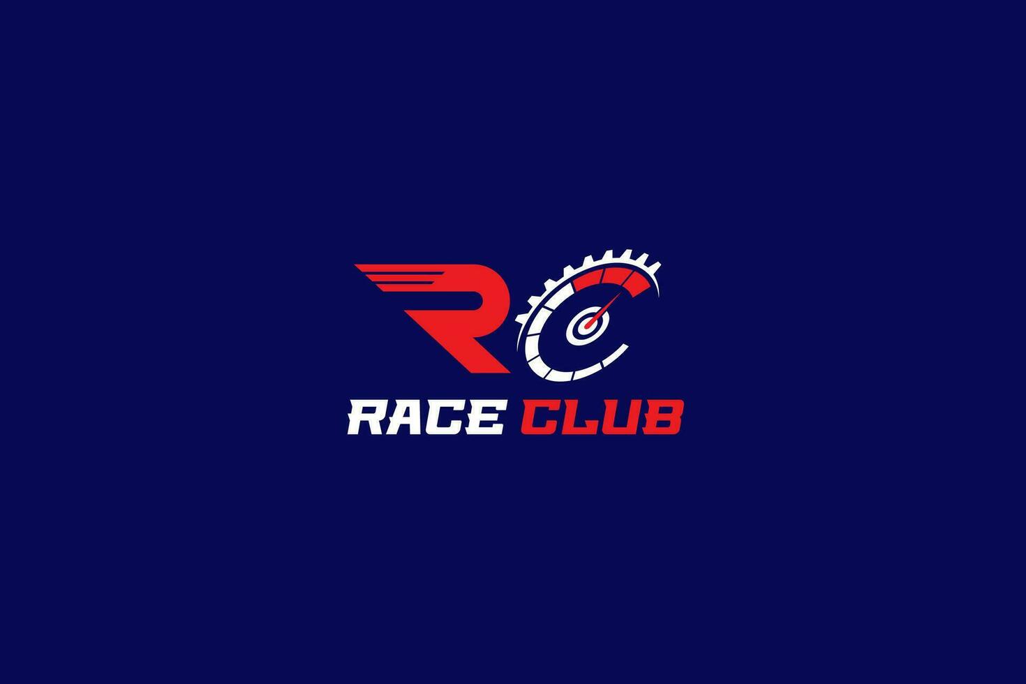 Letter R C for Race Club Logo Template Vector. Speedometer, speed, drive, auto, gear, motor. vector