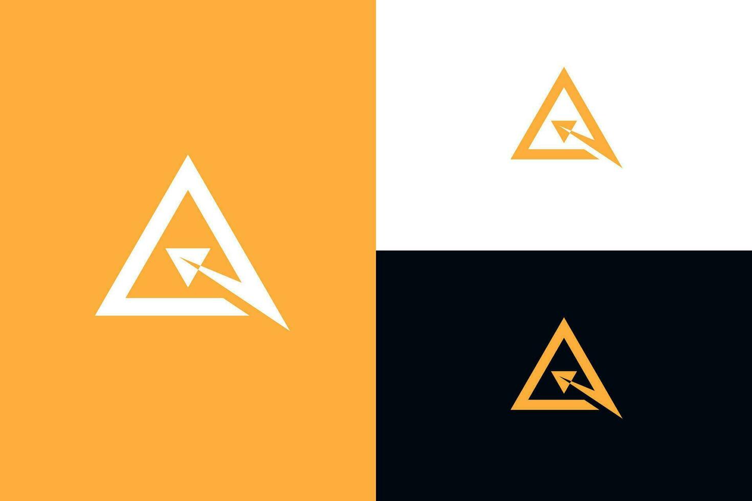 Letter A with Triangle Shape and Abstract Arrow Logo Concept vector