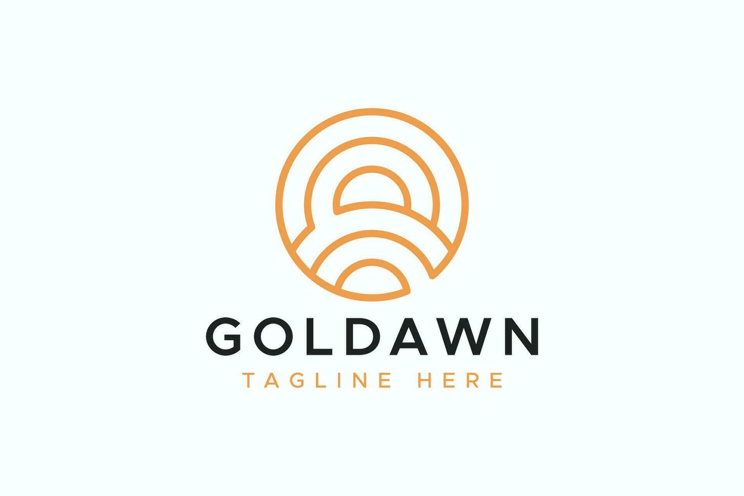 Dawn and Sunrise Abstract Logo Geometric and Gold Line Circle Shape. vector