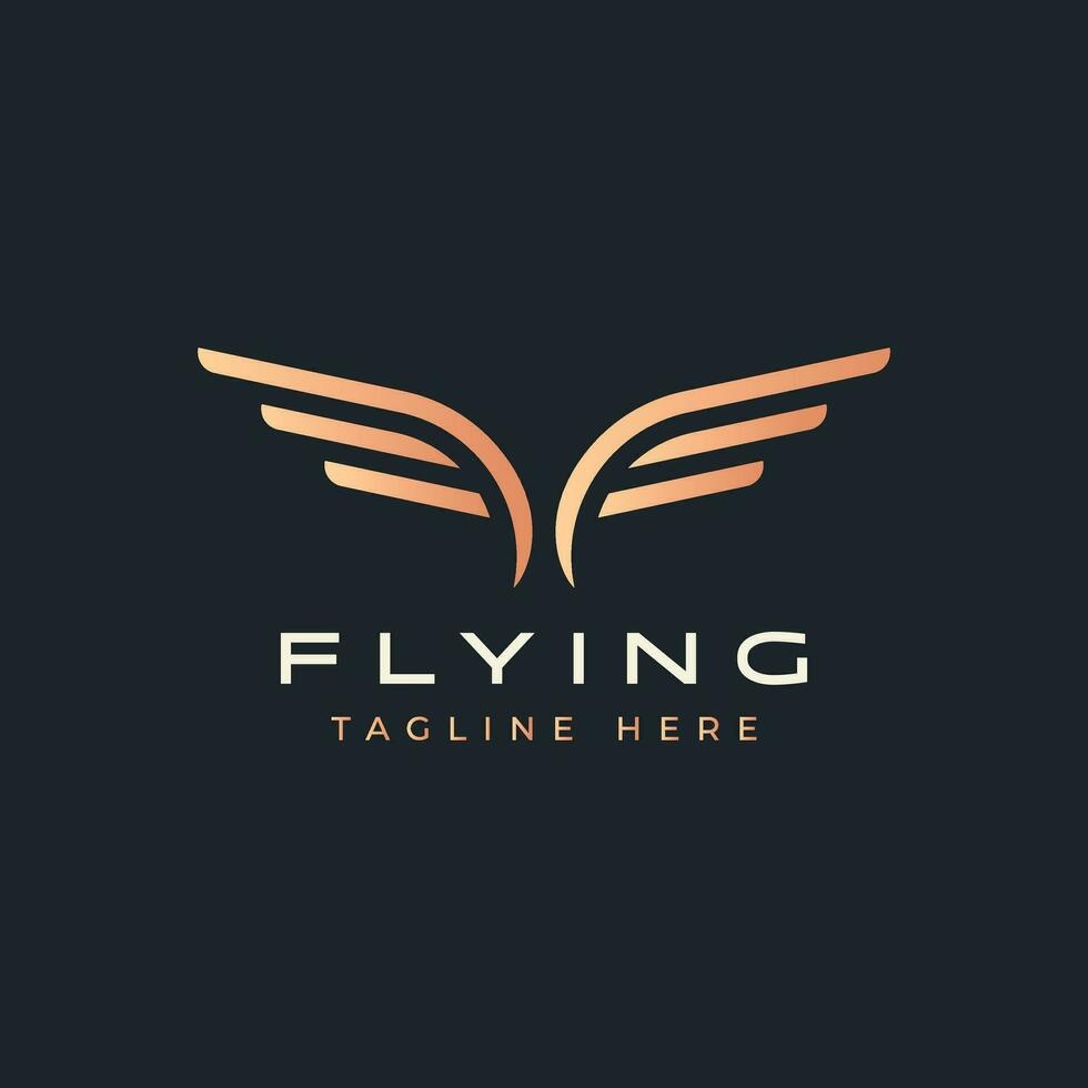 Wing Fly Shape Abstract Premium Simple and Elegant Logo Badge. Military, Sport, Airlines, Freedom Symbol with Gold Color. vector